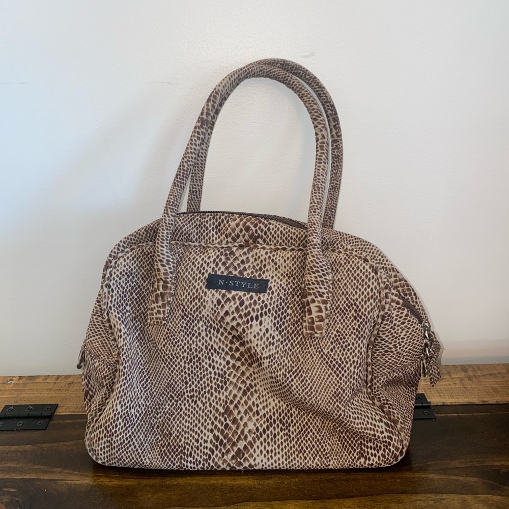 N. Style Tan Snake Print Handbag Purse